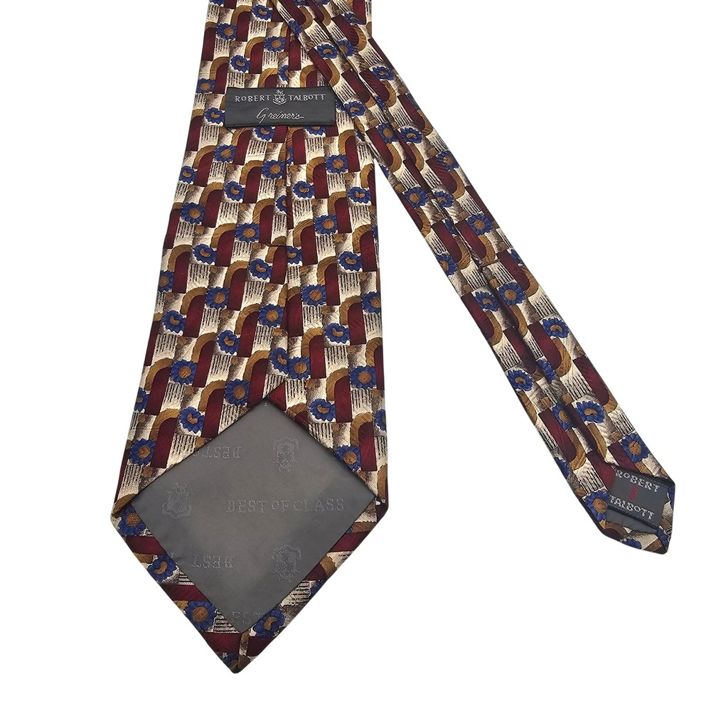 Robert Talbott Best of Class Silk Tie Greiners Geometric Medallion Retro 90s